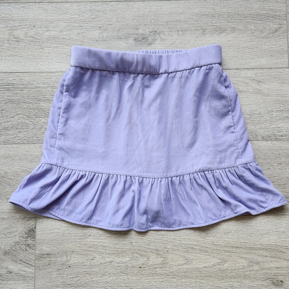 J. Crew Purple Velvet Skirt Womens Small Peplum Spring Pastel Lavender Summer